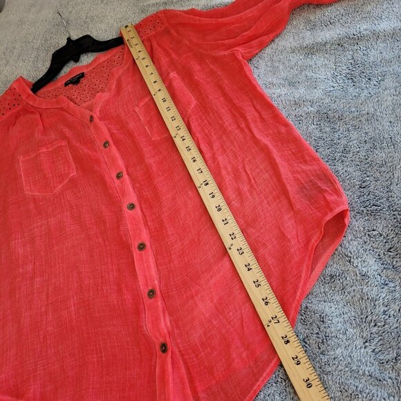 IN STudio Women Top Plus Size 3X Pink Button Up Lagenlook Lightweight Boho 17458 - Picture 11 of 13